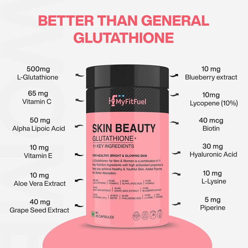 Skin Beauty L Glutathione Lycopene Vitamin C E Hyaluronic Acid Biotin more 500mg